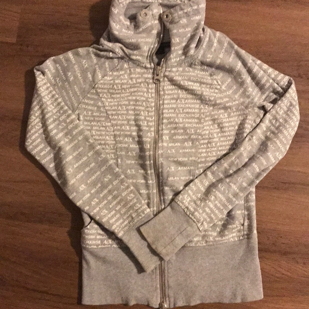 Gray and white Armani ex light sweater jacket